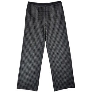 NEW J.Jill Full Leg Ponte Pants Size Small Wide Leg Charcoal Gray Gingham Plaid‎